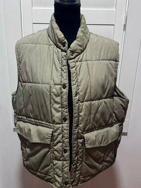 Duxbak XL Olive Khaki Quilted Puffer Vest Snap Front Outdoor